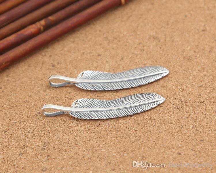 Brand new 925 sterling silver necklace pendants hand-made Japan designer jewelry feather necklace pendant no chain for men & women