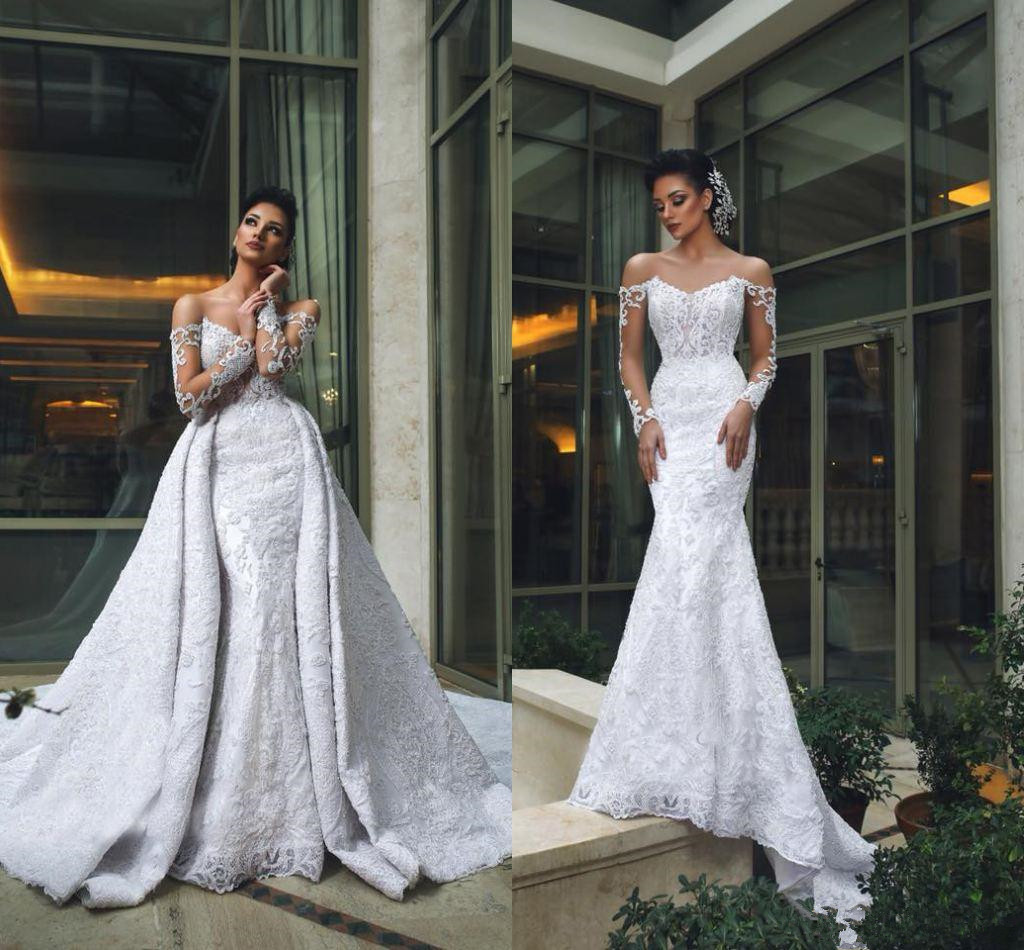 Sexy Lace Long Sleeves Mermaid Wedding Dress With Detachable Train Vintage Off Shoulder Sheath Sweep Train Bridal Gown Custom Made, Same as image
Sexy Lace Long Sleeves Mermaid Wedding Dress With Detachable Train Vintage Off Shoulder Sheath Sweep Train Bridal Gown Custom Made, Same as image
