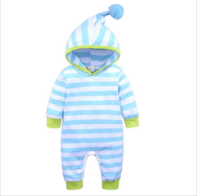 INS Baby Clothes Striped Infant Boys Hoodies Romper Long Sleeve Newborn Girls Jumpsuit Children Outfits Boutique Baby Clothing 2 Colors 4835