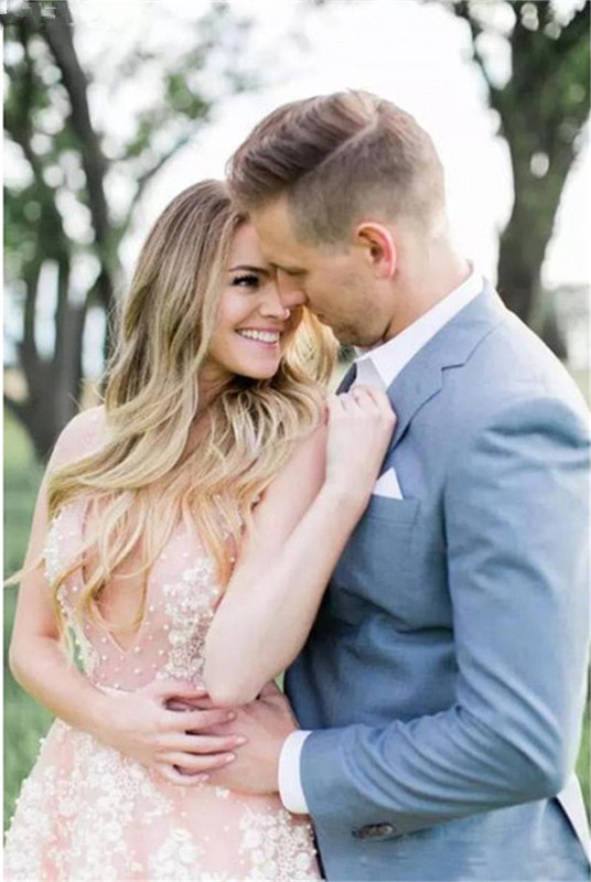 Vintage Blush Pink Tulle Boho Wedding Dresses Deep V-Neck Lace Appliques Western Country Bridal Gowns Plus Size robe mariee sirene