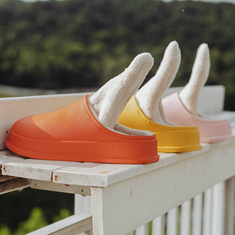 Women EVA Slippers Winter Warm Clog Suede Plush House Slippers Indoor Outdoor Lovers Cotton Memory Foam Zapatillas Mujer Y200106