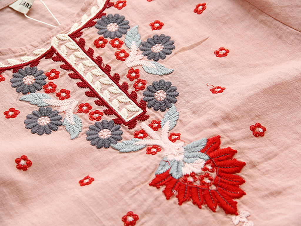 Ethnic Vintage White Floral Embroidered Blouses For Women Loose Half Lantern Sleeve Shirt Women Cotton Linen Top Casual Blusas Y190427