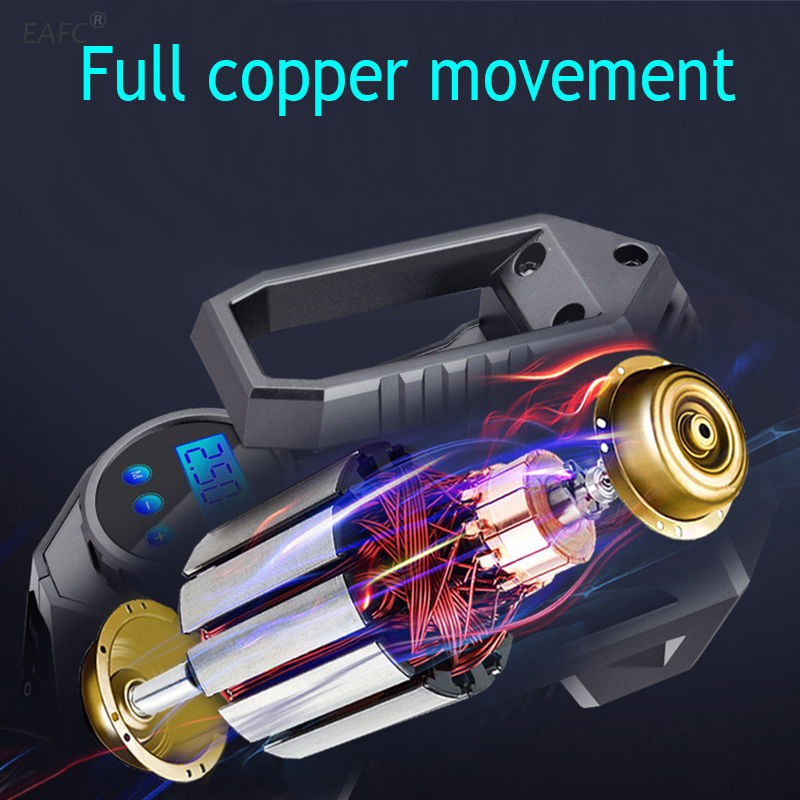 Portable Air Compressor Tire Inflator Car Tire Pump With Digital Pressure Gauge (150 Psi 12V DC) Bright Emergency Flashlight