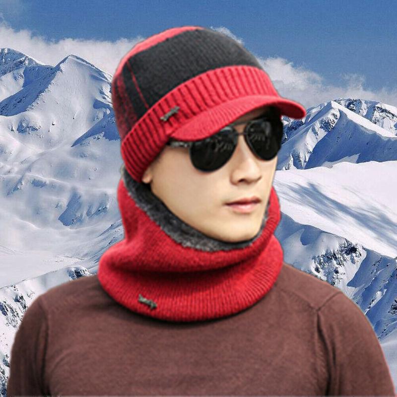 2020 Winter Hats For Men Skullies Beanie Hat Winter Cap Men Women Wool Scarf Caps Set Balaclava Mask Gorras Bonnet Knitted Hat