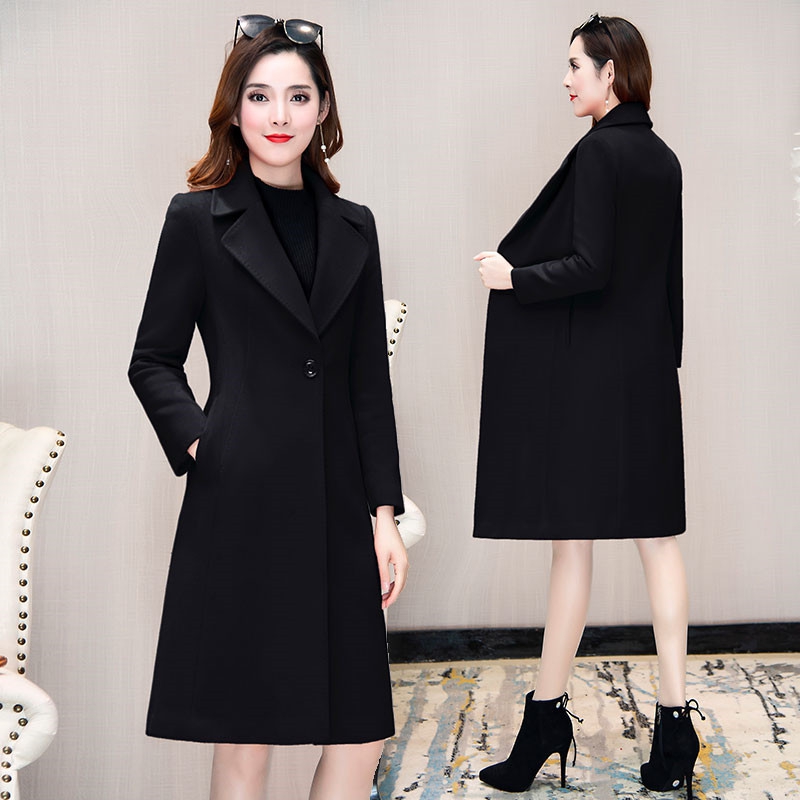 Spring Autumn Women Outerwear 2019 New Medium Long Large Size Female Woolen Jacket High-Grade One Buckle Ladies Wool Coat Qw036, Black
Spring Autumn Women Outerwear 2019 New Medium Long Large Size Female Woolen Jacket High-Grade One Buckle Ladies Wool Coat Qw036, Black