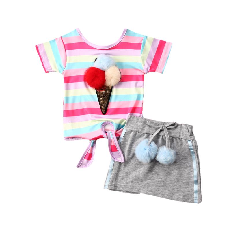 2020 Sweet Baby Girl Rainbow Striped Clothes Sets Toddler Kids Princess Summer Tops T-shirt Mini Hairball Skirt Lovely Outfits, Flamingo
2020 Sweet Baby Girl Rainbow Striped Clothes Sets Toddler Kids Princess Summer Tops T-shirt Mini Hairball Skirt Lovely Outfits, Flamingo