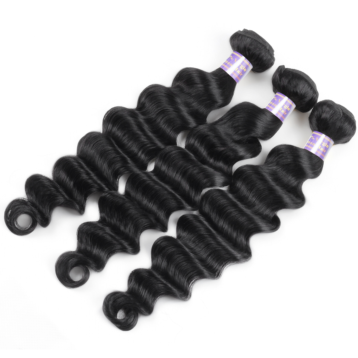 Deep Loose human hair bundles with closure Brazilian Hair 3PCS With 4x4 Lace Closure Loose Deep Virgin Human Hair Extensions