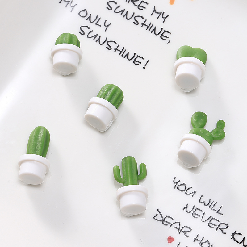 Cactus Fridge Magnets Cute Succulent Plant Magnet Button Cactus Refrigerator Message Sticker Magnet 6Pcs/Set