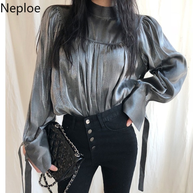 Neploe Blouse Women Spring 2020 Solid Stand Collar Long Sleeve Lace Up Ladies Blusa Shirts Fashion Casual Female Tops 1A895, Photo color
Neploe Blouse Women Spring 2020 Solid Stand Collar Long Sleeve Lace Up Ladies Blusa Shirts Fashion Casual Female Tops 1A895, Photo color