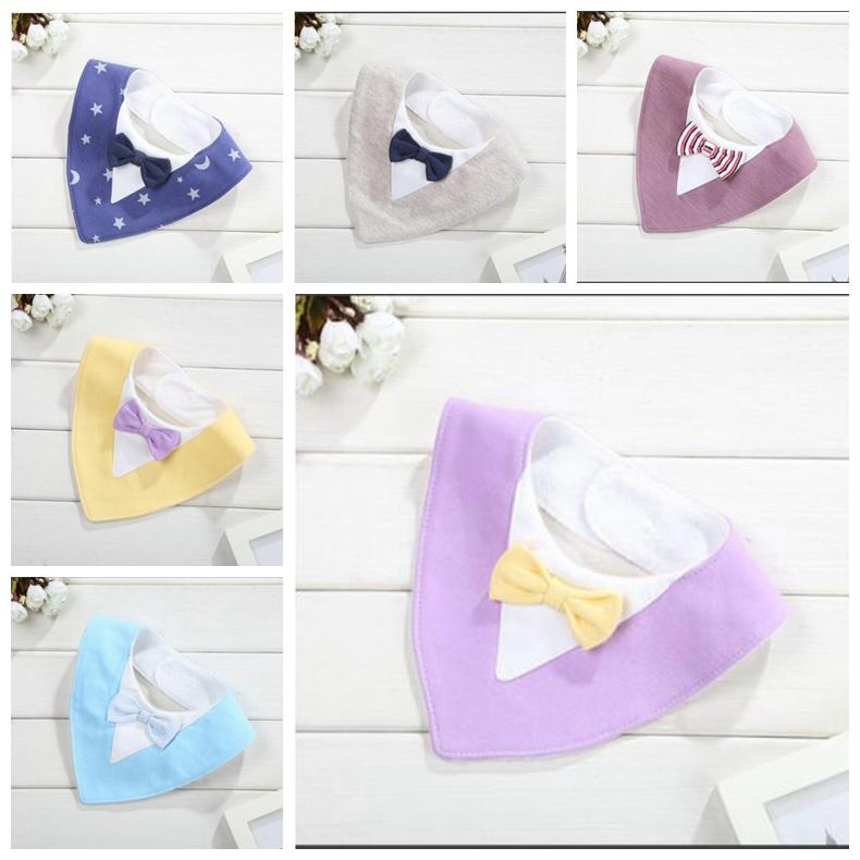 Baby Bibs Burp Cloth Infant Waterproof Bib Towels Kids Cotton Soft Bow Burp Tie Triangle Bibs Toddlers Slobber Bibs Pinafore 10Colors