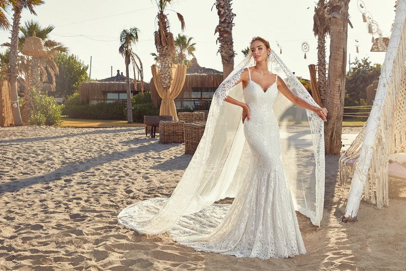 Eddy k Beach Mermaid Wedding Dresses Spaghetti Lace Bridal Gowns Sweep Train Backless Boho Wedding Dress Custom Made