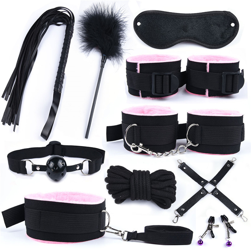 30 Pcs Sex Toys for Woman Adult Games Hand s Whip Mouth Gag Rope Metal Butt Plug Bdsm Bondage Set Anal Plug Dildo Vibrator Y191207