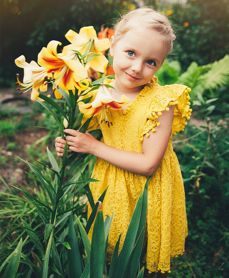 Girls Dress 2020 New Summer Brand Girls Clothes Lace And Ball Design Baby Girls Dress Party Dress For 3-7 Years