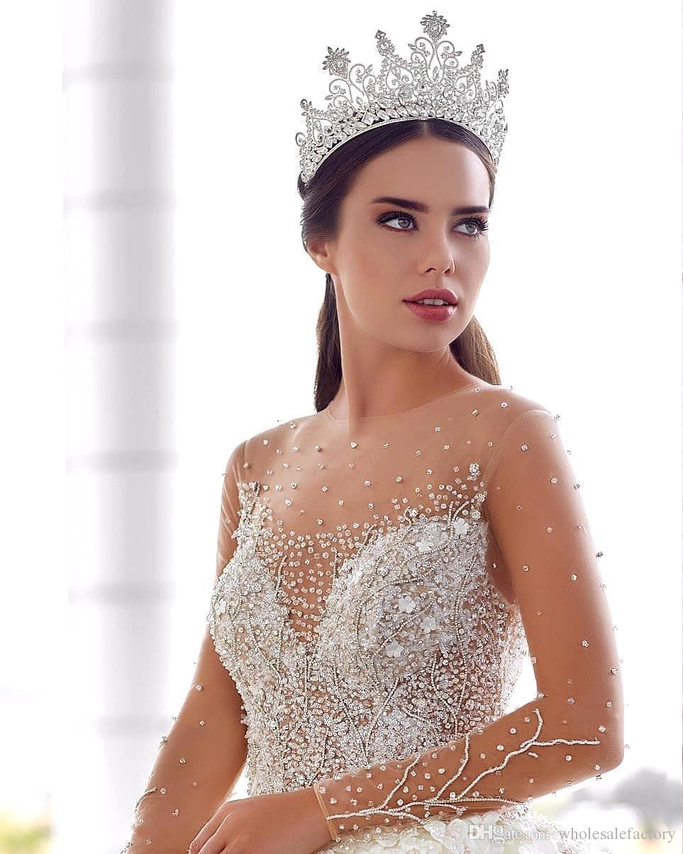 Long Sleeves Lace Ball Gown Dresses Beaded 3D ral Appliqued Arabic Bridal Gowns Plus Size Country Wedding Dress
