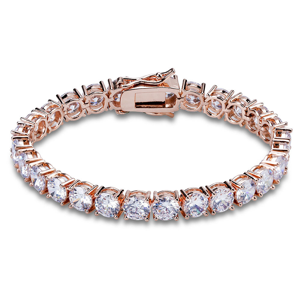 Gold Plated Hip Hop Zircon Tennis Chain Bracelet 2.5-6mm Single Row Iced Out Dia for Men & Women Cuban Chains Rapper Jewelry Gifts