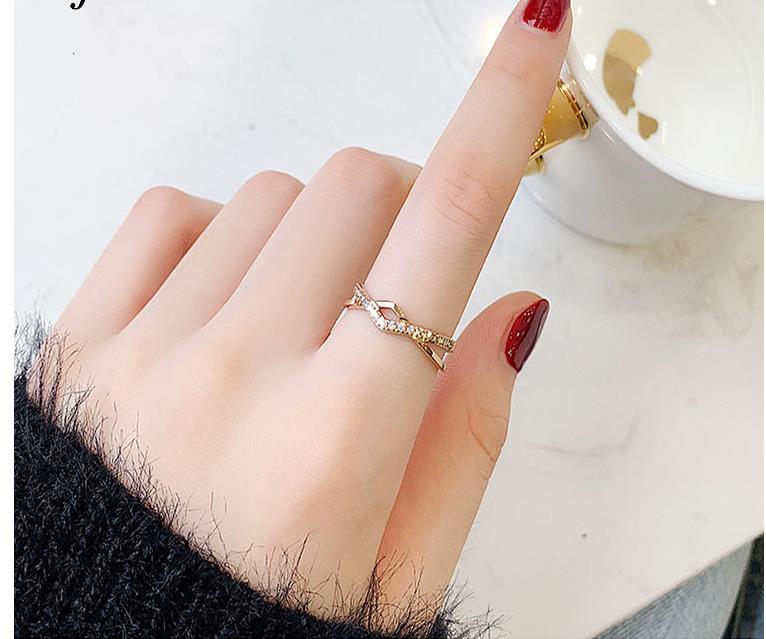 Double row inlaid stone Fashion Ring Jewelry index finger tail ring zircon ring