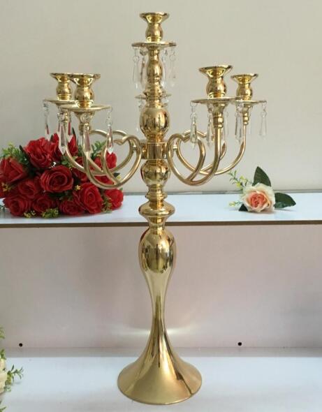 Golden 5 Heads/ 3 Arms Candelabra Candle Holders Table Wedding Centerpieces Party and Event Candlesticks Home Decoration H260310