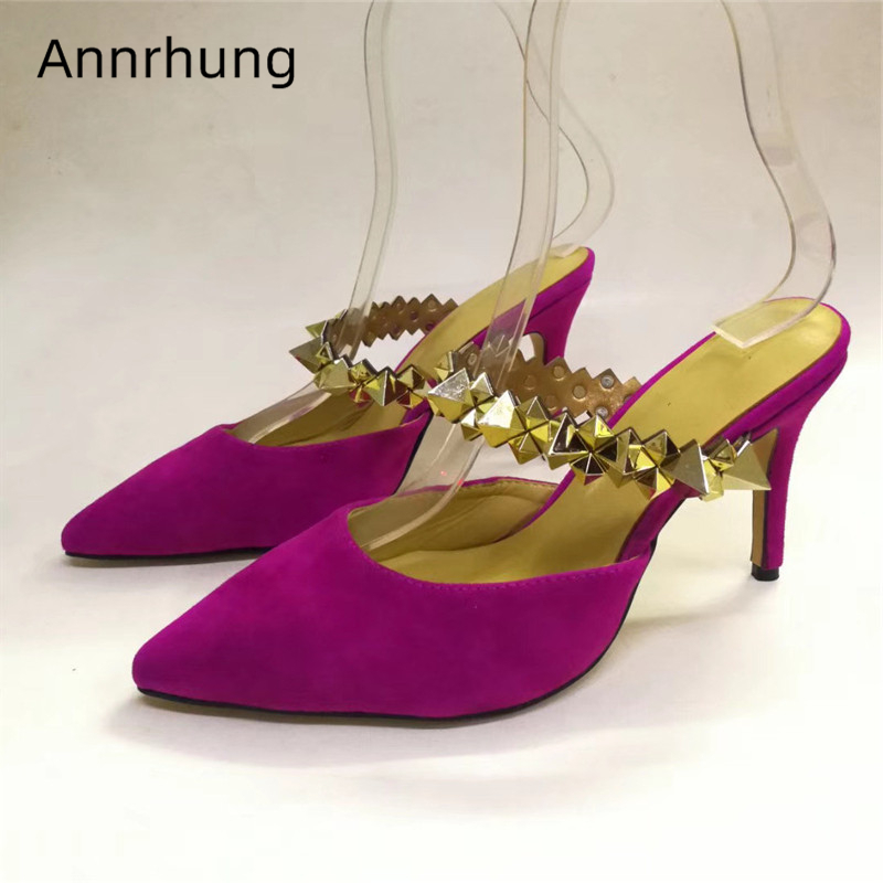 Sexy Rivet One-strap Runway Slippers Women 10cm Stiletto Heel Pointed Toes Suede 2020 Summer Shoes Woman, Blue
Sexy Rivet One-strap Runway Slippers Women 10cm Stiletto Heel Pointed Toes Suede 2020 Summer Shoes Woman, Blue