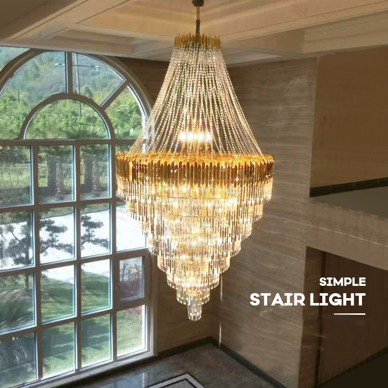 Modern Crystal Chandelier LED Light American K9 Crystal Chandeliers Lights Fixture Hotel Big Project Stairway Pendant Lamp Home Indoor Lighting