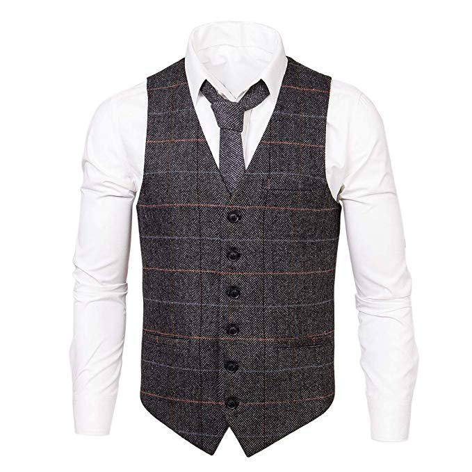Rustic Groom Vests Attire For Wedding Groomsmen Plaid Wool Herringbone Tweed Slim Fit Mens Suit Vest Farm Prom Dress Waistcoat 242
