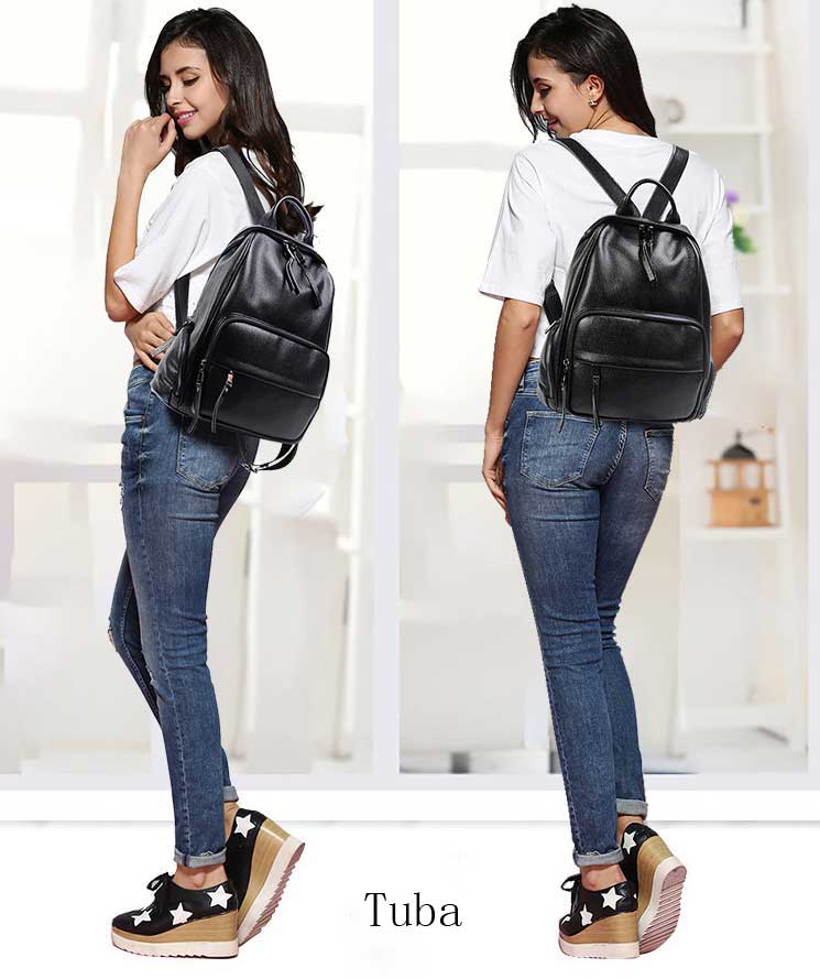 Designer-Spring leather shoulder women's multifunctional travel backpack, Large black
Designer-Spring leather shoulder women's multifunctional travel backpack, Large black