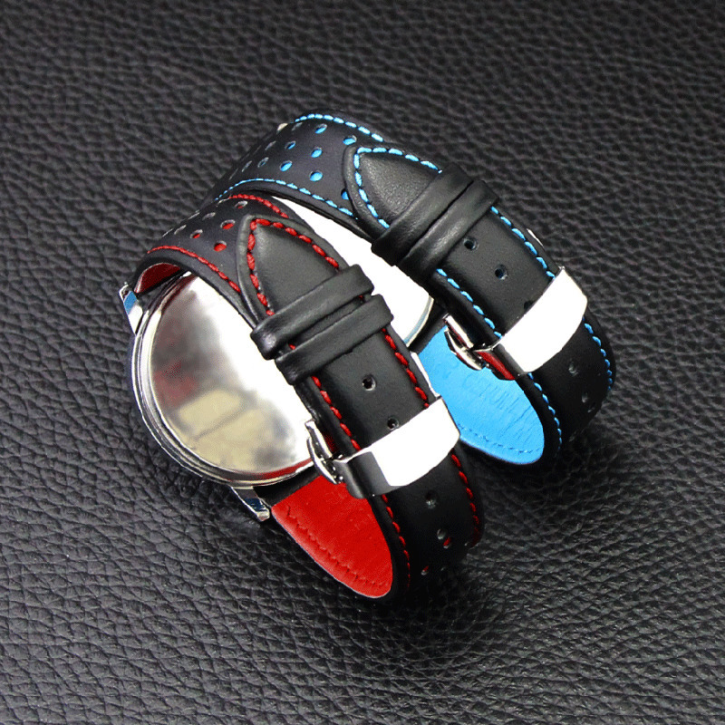 Zlimsn Soft Genuine Leather Watch Band Strap Replacement Black Blue 20 22mm Men Watchbands 316l Stainless Steel Butterfly Buckle Y19052301