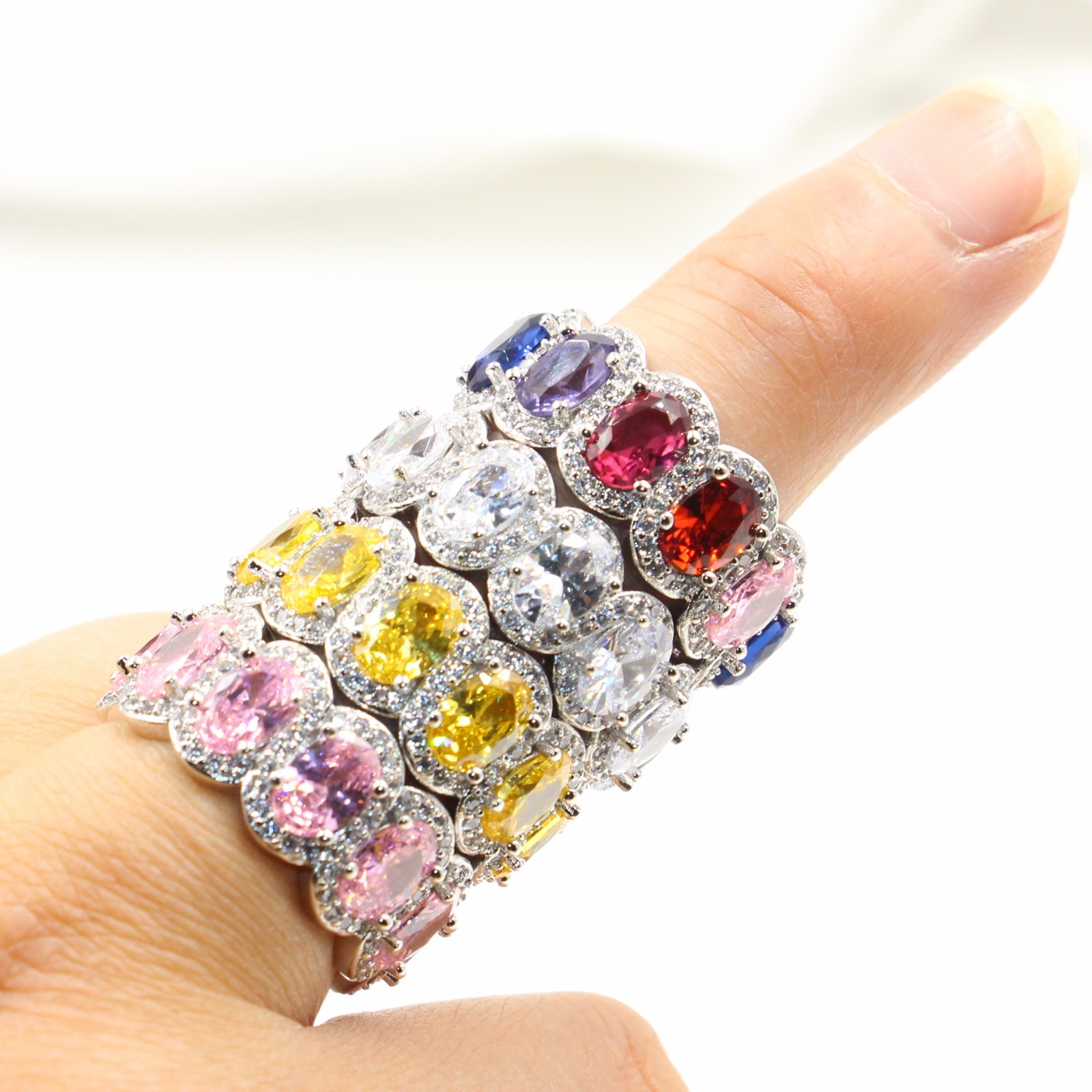 2024 Sparkg Oval Topaz Sier Wedding Ring for Her