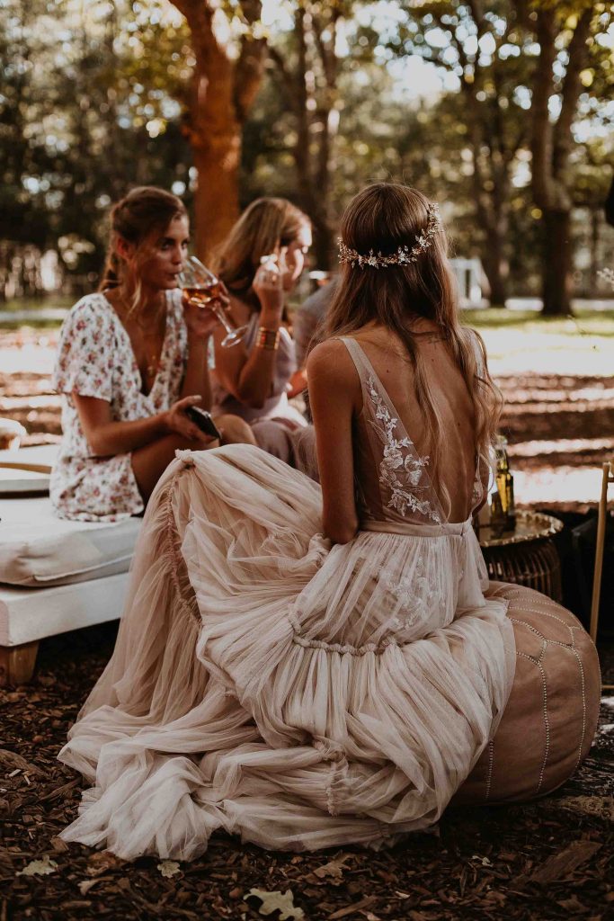 Fabulous Lace Boho Backless Wedding Dresses A Line Deep V Neck Beach Bridal Gowns Tulle Floor Length Bohemian vestido de novia