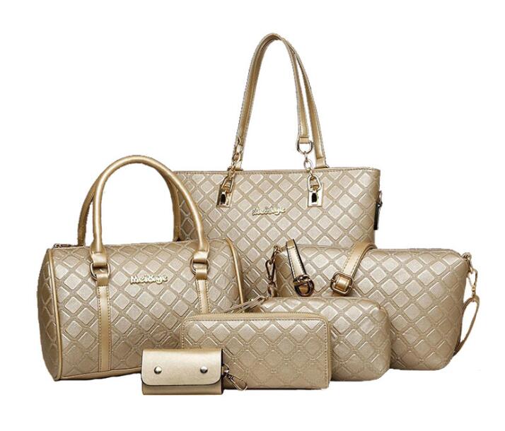 6 Pcs/Set Women fashion Handbags Shoulder Bags PU Leather Handbag Messenger Bag Crossbody Bag Wallets Purse Key Bag Set