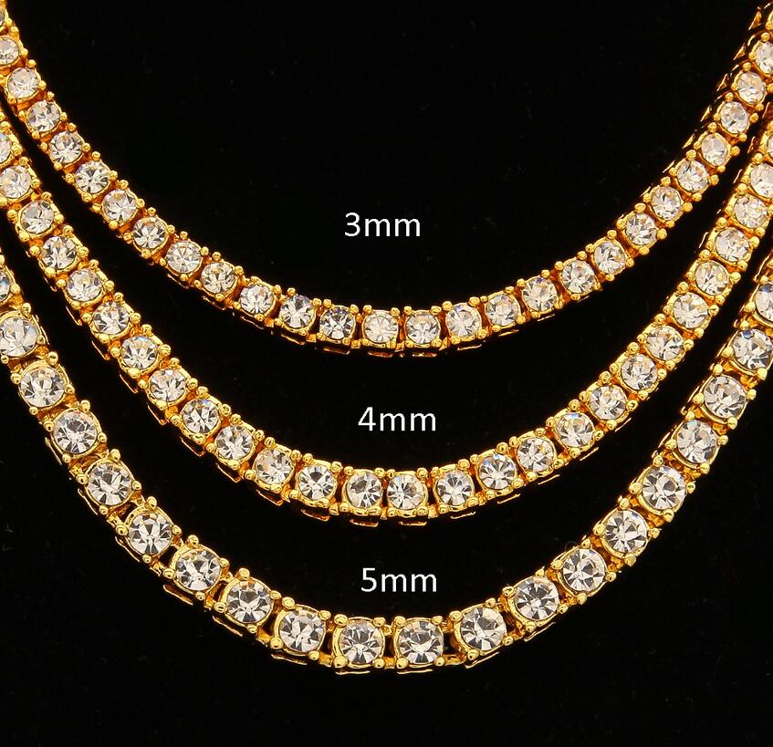 Necklace Tennis Chain moissanite chain jewelry diamond one row hip hop jewelry necklace 3mm 4mm silver rose gold crystal chain necklaces
