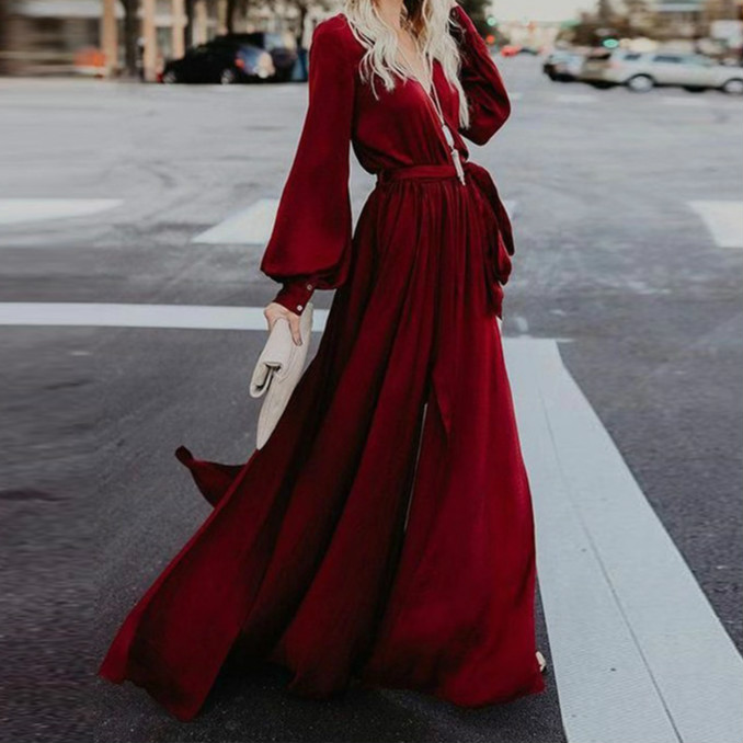 2020 Women Long Dress V-neck Long Sleeve Belted Chiffon Maxi Dress Summer Boho Style Beach Vestidos De Fiesta Robe, Green
2020 Women Long Dress V-neck Long Sleeve Belted Chiffon Maxi Dress Summer Boho Style Beach Vestidos De Fiesta Robe, Green
