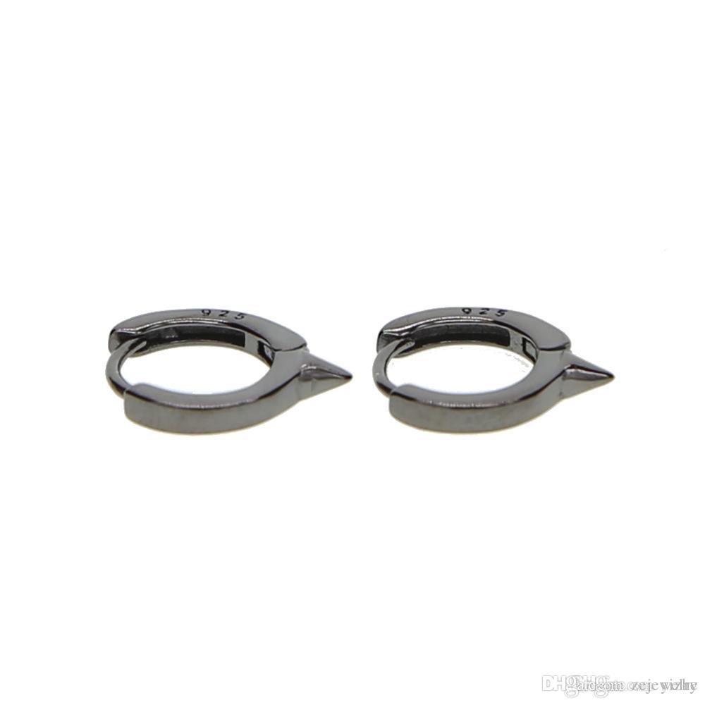 2024 newest 925 sterling silver mini Circle spike hoop 10mm dainty huggie hoop women girl classic simple gold plated hoop earring