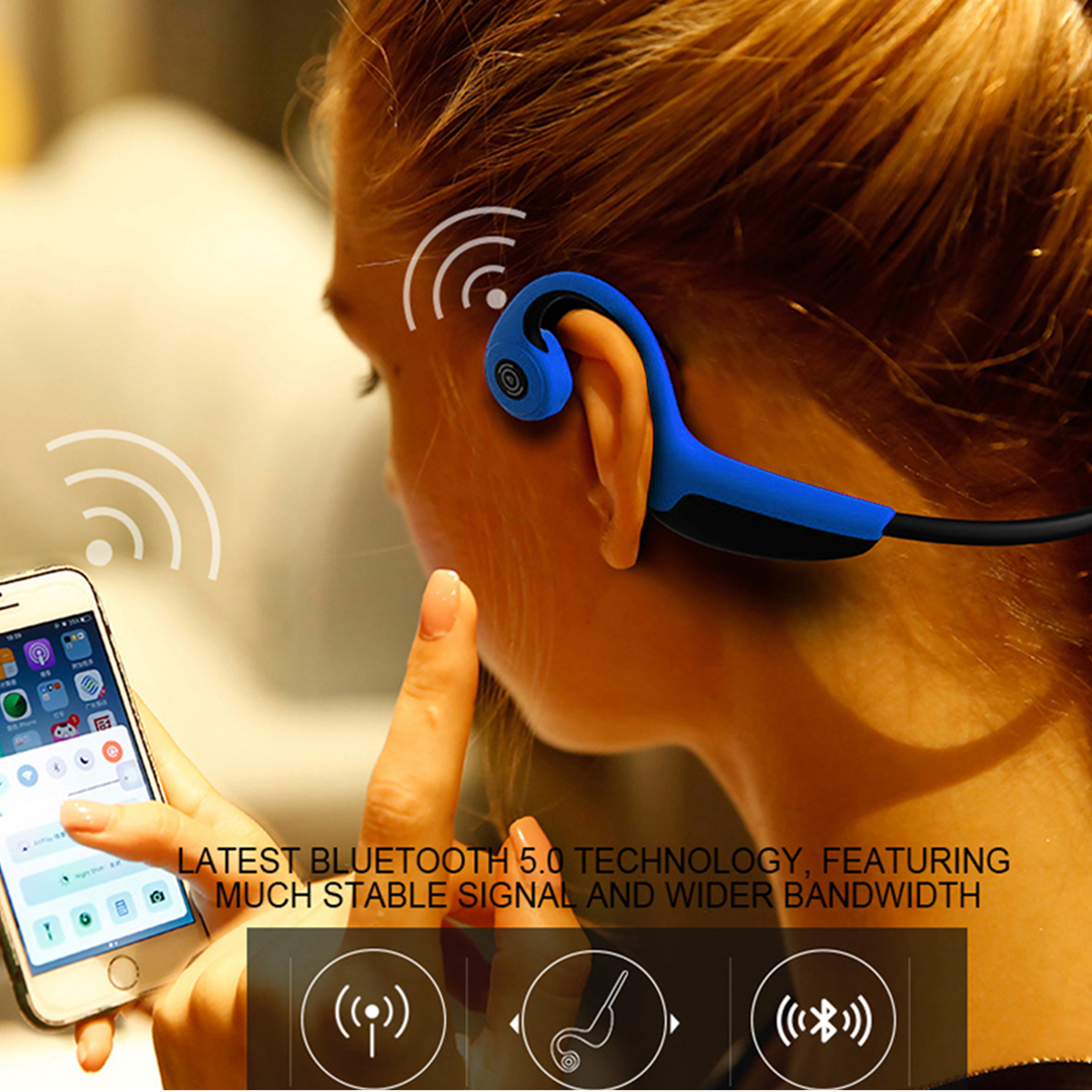 Z8 Bluetooth Earphone 5.0 S.Wear Wireless Headphones 48 Hours Player Bone Conduction Earphone Outdoor Sport Headset with Mic With Box