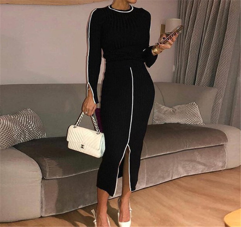 Womens Patchwork Split Bodycon Dresses Autumn O Neck Long Sleeve Pencil Dress Slim Casual Dress Female Clothing, Black;gray
Womens Patchwork Split Bodycon Dresses Autumn O Neck Long Sleeve Pencil Dress Slim Casual Dress Female Clothing, Black;gray