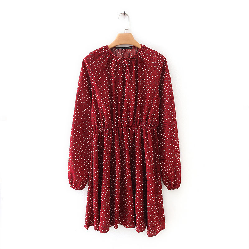 Women Long Sleeve Dress Autumn 2019 New Fashion Lace Up Collar Polka Dot Prints Modern Lady Above Knee Dress
Women Long Sleeve Dress Autumn 2019 New Fashion Lace Up Collar Polka Dot Prints Modern Lady Above Knee Dress