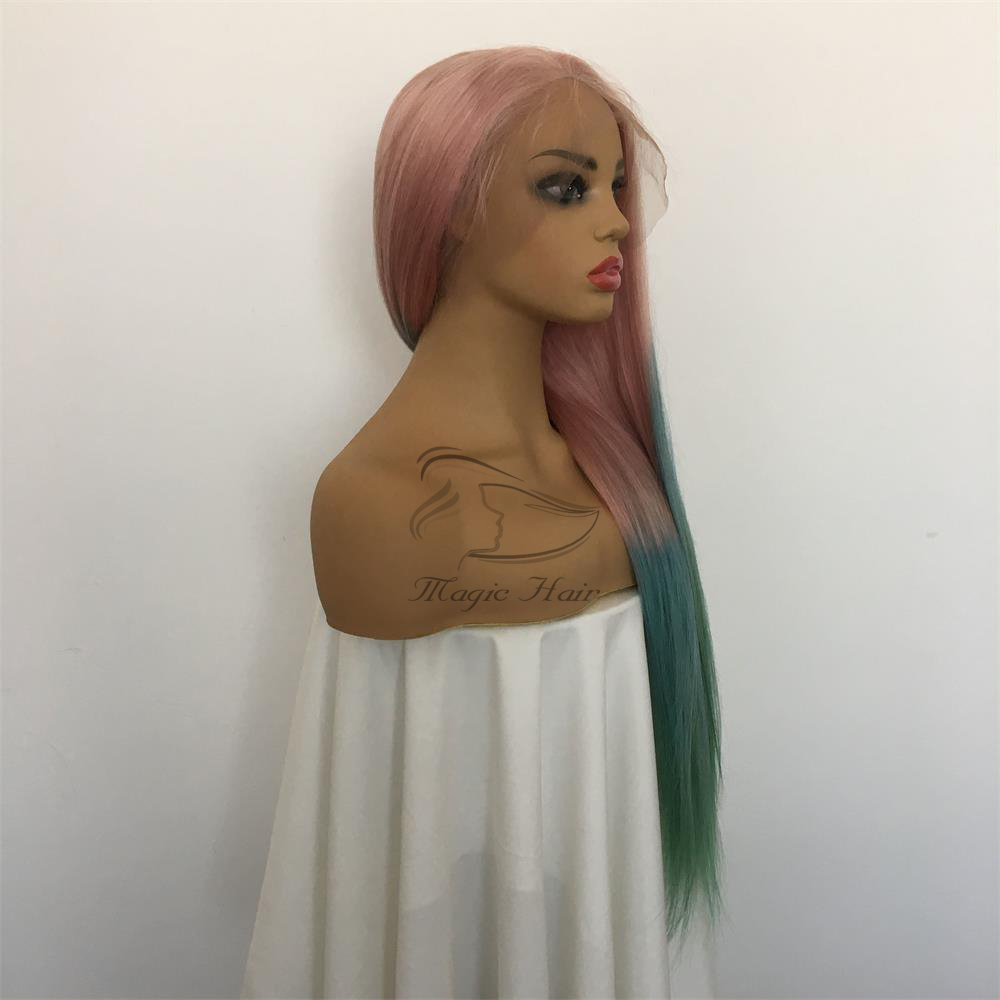 Full Lace Human Wig with Baby Hair Pre Plucked Brazilian Remy Hair Ombre color pink/blue/green Lace frontal Human Hair Wigs