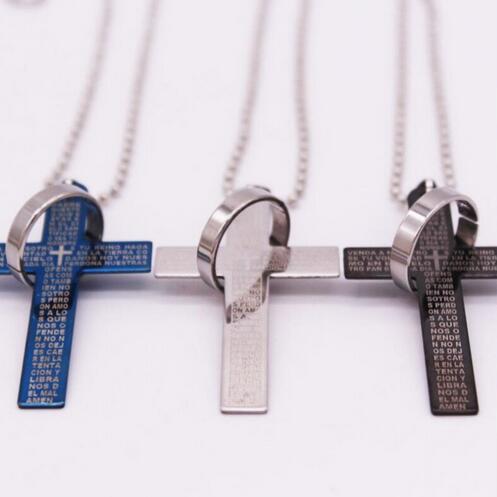 Fashion Stainless Steel Pendant Christian Bible Prayer Cross Pendant Men Necklace Charming Gifts Jewelry GB72