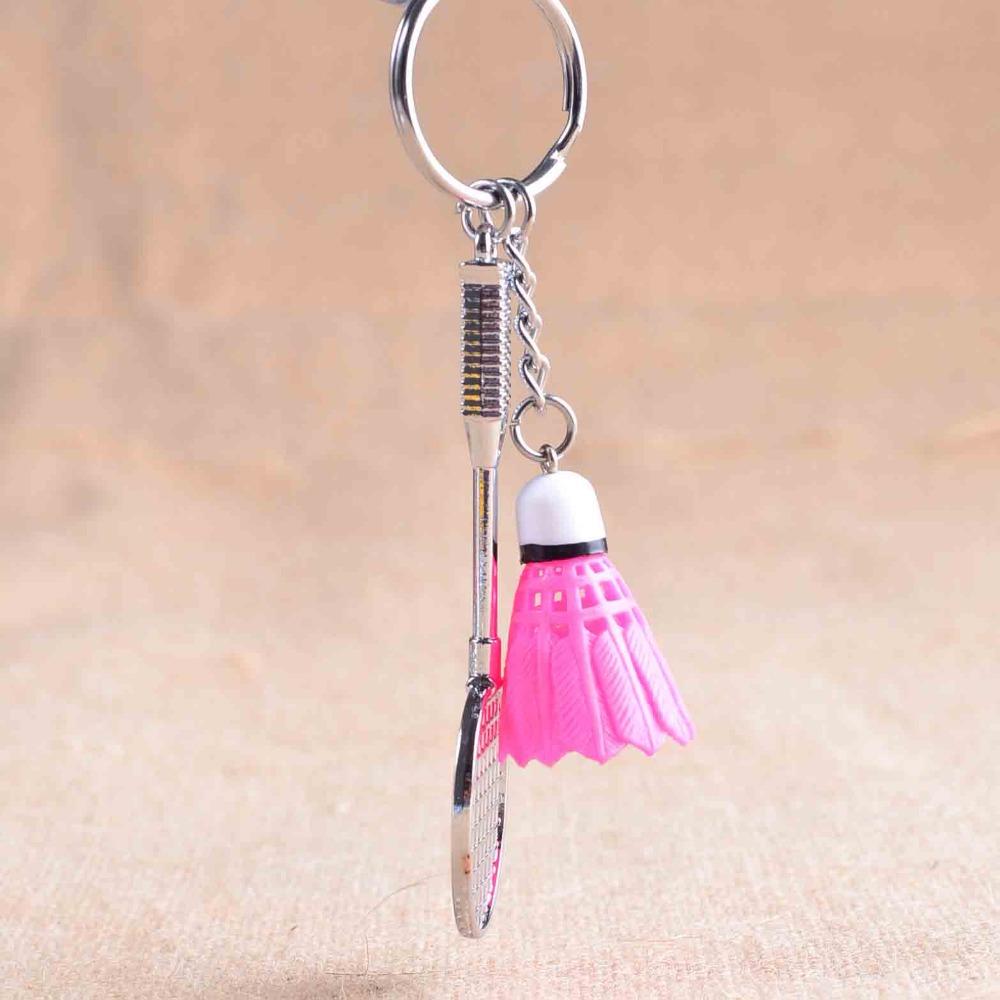24 Pcs Badminton Key Chain Racket Balls Sports Keychain Pendant 3d Key Chain Holder Ring Car Bag Pendant Charm Keyring