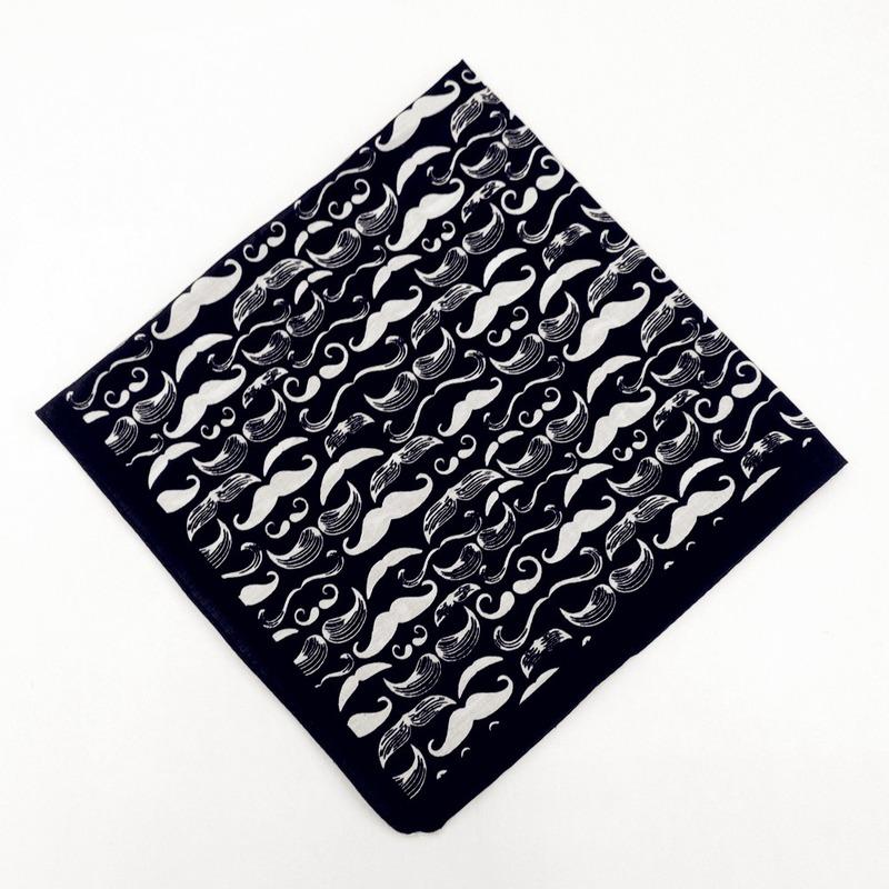 12PCS 54 * 54CM Pure Cotton Black and White Square Handkerchief Riding Outdoor Headscarf