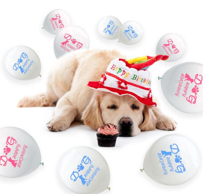 Happy Birthday Latex Balloon Set for Pet Puppy Dog Birthday Party Decoration Garland Banner Letter Woof