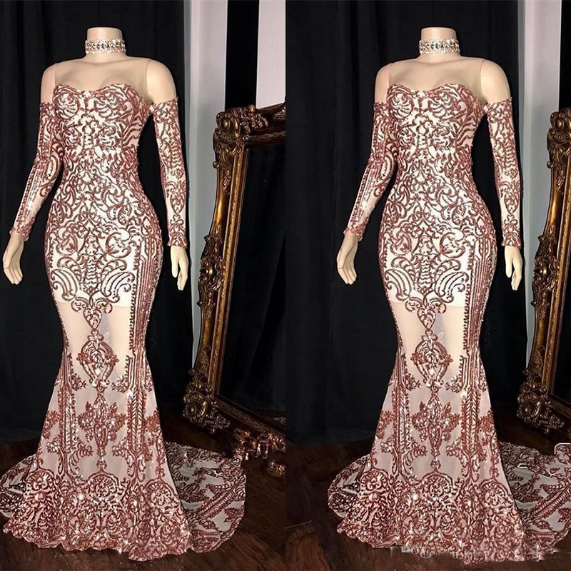 Sexy Mermaid Prom Dresses Sheer Long Sleeves Illusion Neck Rose Gold Lace Applique Beaded Formal Party Evening Gowns, Purple
Sexy Mermaid Prom Dresses Sheer Long Sleeves Illusion Neck Rose Gold Lace Applique Beaded Formal Party Evening Gowns, Purple