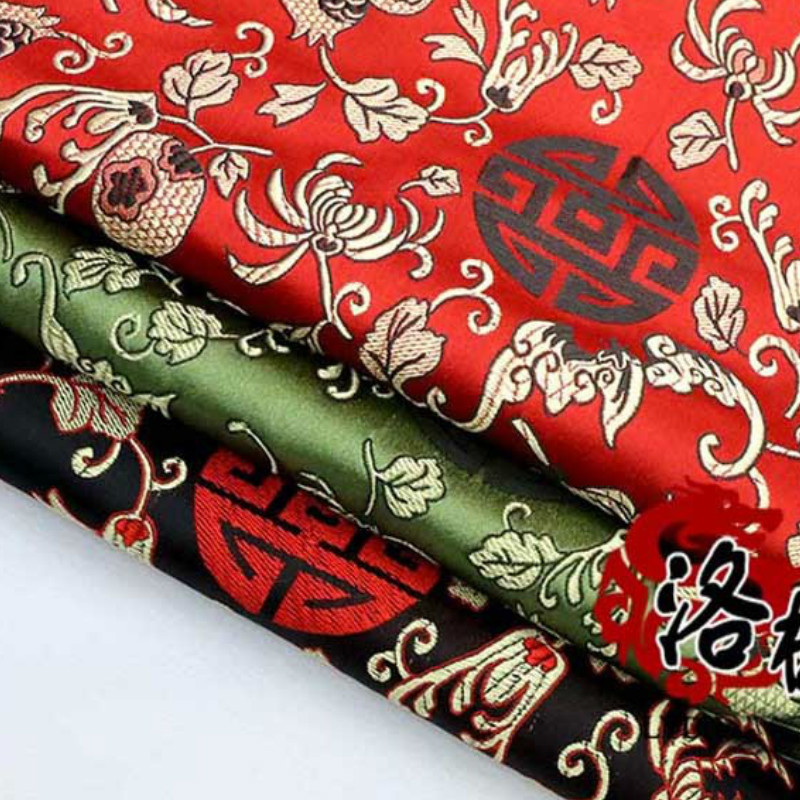 Brocade Jacquard Silk satin Costume Chinese clothing Dress Baby clothes Cloth COS clothing Fabric Damask Pomegranate flowers