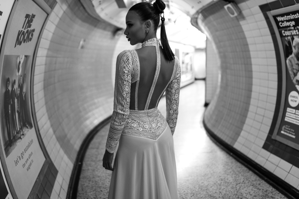 2019 Lior Charchy Bohemian Wedding Dresses Lace Appliques Side Split Beads Beach Wedding Dress A Line Long Sleeve Chiffon Robe De Mariée