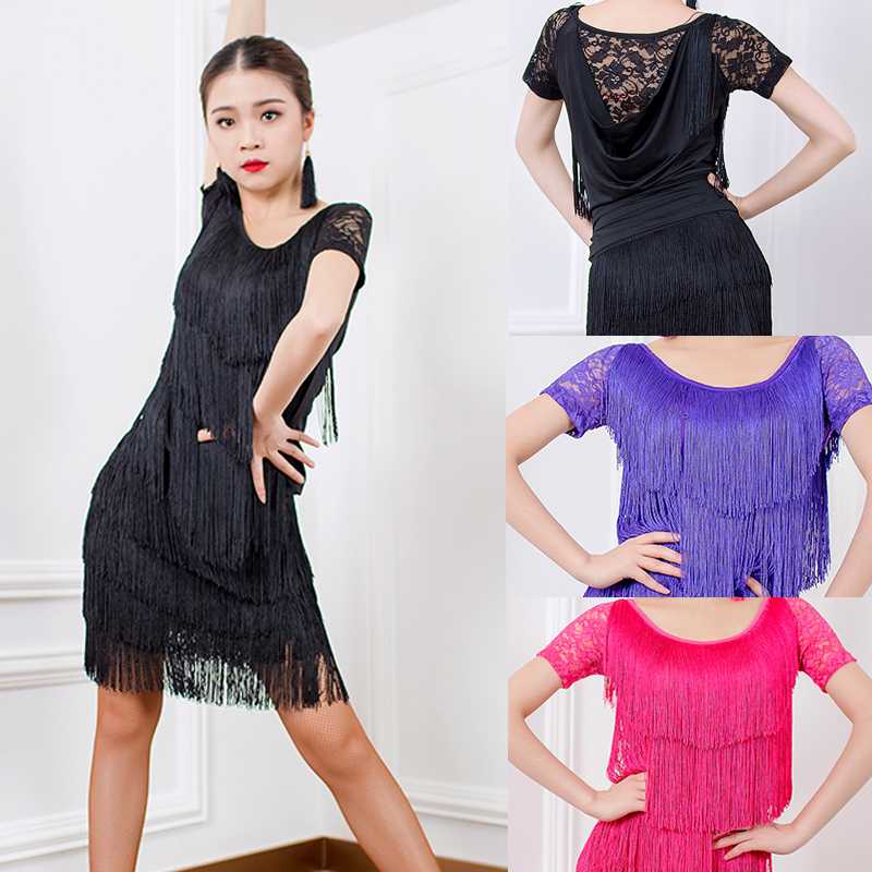 Latin Dance Dress Women Dance Costume Women Fringe Top+Skirt Lace Back Tassel Skirt Competition Dress ChaCha Samba 290, Black
Latin Dance Dress Women Dance Costume Women Fringe Top+Skirt Lace Back Tassel Skirt Competition Dress ChaCha Samba 290, Black