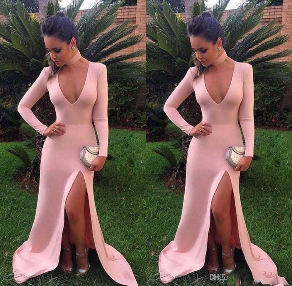 Deep V-Neck Prom Dresses Satin Front Split With Pink Sweep Train Mermaid Formal Evening Dresses Prom Gowns, Daffodil
Deep V-Neck Prom Dresses Satin Front Split With Pink Sweep Train Mermaid Formal Evening Dresses Prom Gowns, Daffodil