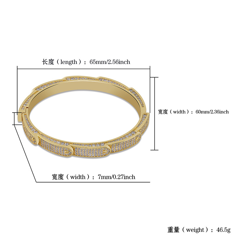 18K Gold and White Gold Plated CZ Cublic Zirconia Mens Hip Hop Iced Out Bangle Bracelets Gold and Diamond Hot Wheels Bangle Gifts for Guys