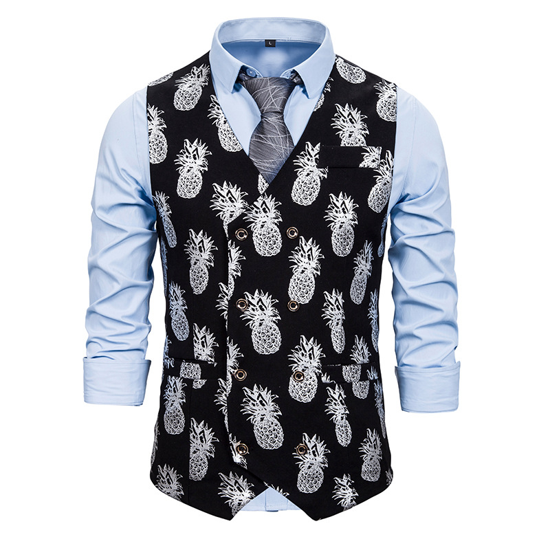 Men Wedding Dress Vest Pineapple Print Sleeveless Slim Fit Suit Vests Mens 2020 Double Buttons Waistcoat Party Singer Nightclub, Gold
Men Wedding Dress Vest Pineapple Print Sleeveless Slim Fit Suit Vests Mens 2020 Double Buttons Waistcoat Party Singer Nightclub, Gold
