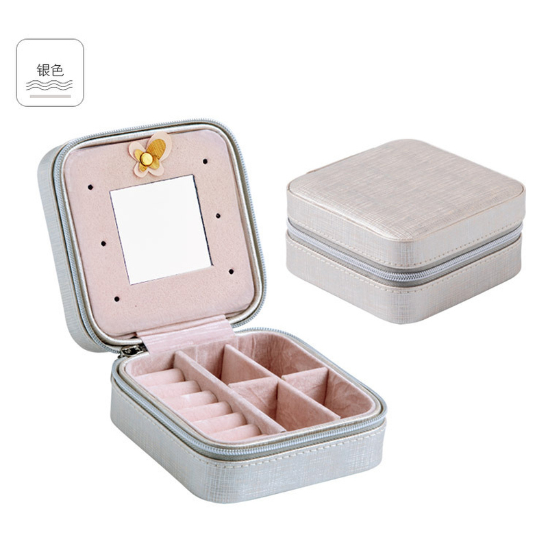 Korean Creative Jewelry Box Organizer Travels Portable Leather Ring Bracelet Earring Display Storage Drawer Box Case With Mirror C19021601