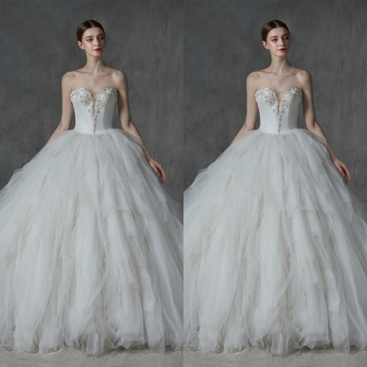 A Line Chapel Wedding Dresses Lace Applique Sweep Train Wedding Gowns Beaded Bridal Gown Custom Made Wedding Dress