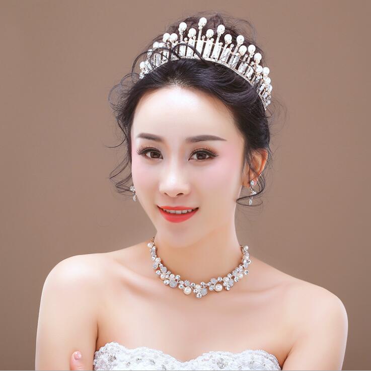 Bridal Jewelry valentine's day gift bride accessories set for Wedding decorations necklace earrings and a crown set